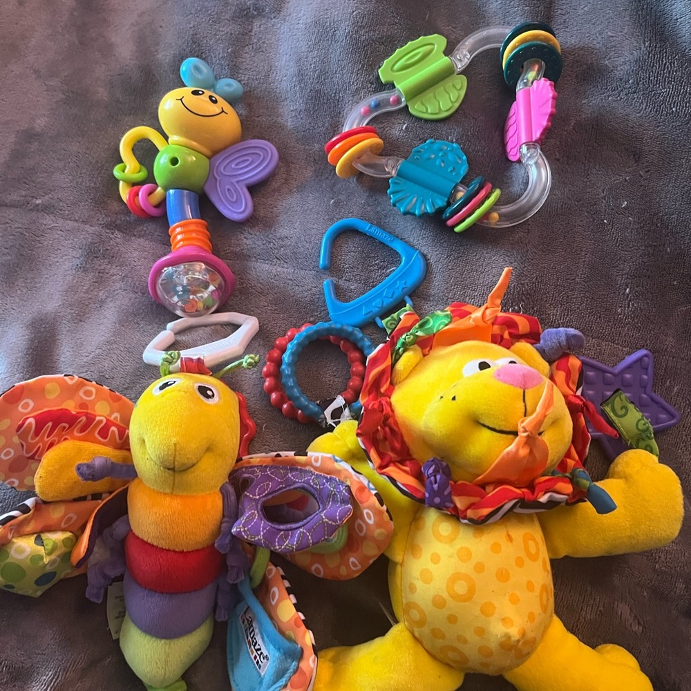Bright Yellow Plush Lion & Caterpillar Sensory Toy Set